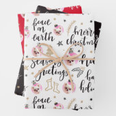 フォトクリスマスホリデーフレーズ品種パック ラッピングペーパーシート (インサイチュ)