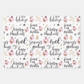 フォトクリスマスホリデーフレーズ品種パック ラッピングペーパーシート (正面)