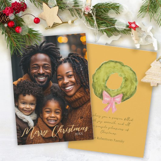 フォトクリスマスホリデーリース伝統的ヴィンテージ シーズンカード