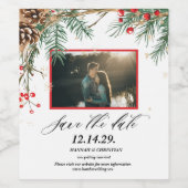 フォトクリスマスホリデー日付を保存 ワインラベル (シングルラベル)