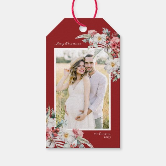 フォトクリスマスボタニカルギフトラベル ギフトタグ (正面)