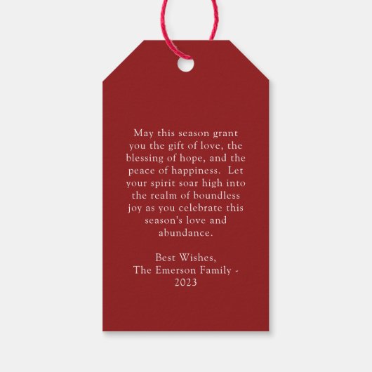 フォトクリスマスボタニカルギフトラベル ギフトタグ (裏面)