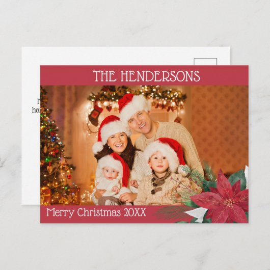 フォトクリスマスポインセチア シーズンポストカード (正面/裏面)
