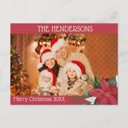 フォトクリスマスポインセチア シーズンポストカード (正面)