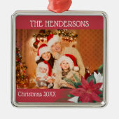 フォトクリスマスポインセチア メタルオーナメント (正面)