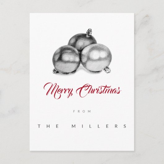 フォトクリスマスポストカードアート鉛筆のボーブルなし ポストカード (正面)