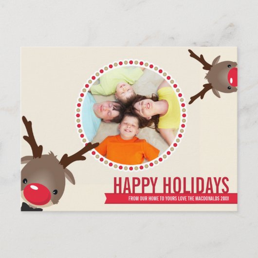 フォトクリスマスポストカード:: reindeer rudolf 1 シーズンポストカード (正面)