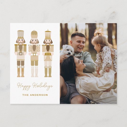 フォトクリスマスポスト付きシルバーナツクラッカー ポストカード (正面)