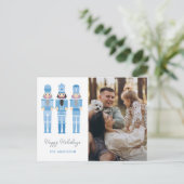 フォトクリスマスポスト付き青くるみクラッカー ポストカード (スタンド正面)