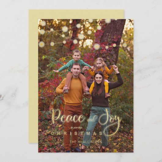 フォトクリスマスライトピースジョイお洒落スクリプト (正面/裏面)