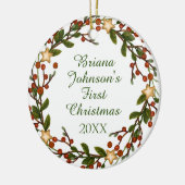 フォトクリスマスリースベビー初めてのクリスマスセラ セラミックオーナメント (左)