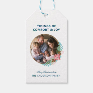 フォトクリスマスリースポインセチア ギフトタグ