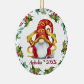 フォトクリスマス格言ホリーベリーリースホリデー セラミックオーナメント (右)