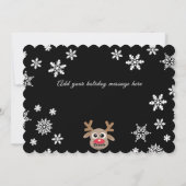 フォトクリスマス白黒台本かわいいトナカイ シーズンカード (裏面)