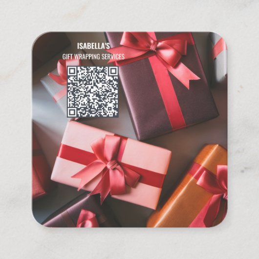 フォトクリスマスQRコードの追加 スクエア名刺 (正面)