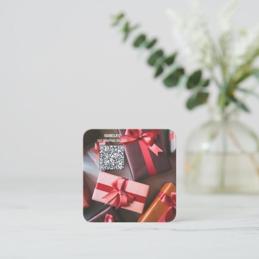 フォトクリスマスQRコードの追加 スクエア名刺 (スタンド正面)