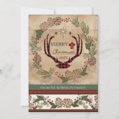 フォトクリスマ素朴スウッドロッジディアー〔雄ジカの〕枝角 シーズンカード (正面)