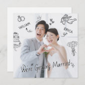 フォトクリップアート手描きスケッチおもしろい 招待状 (正面/裏面)