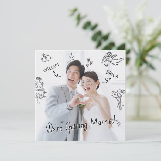 フォトクリップアート手描きスケッチおもしろい 招待状 (スタンド正面)