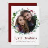フォトクリモダンスマスリースアイビーベリーズホリデー シーズンカード (正面/裏面)