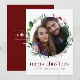 フォトクリモダンスマスリースアイビーベリーズホリデー シーズンカード