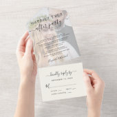 フォトクリームウェディングレセプションの後ずっと幸せに オールインワン招待状 (貼ってはがせる)