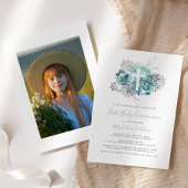 フォトクロスアクアシルバーフローラファーストコミュニオン 招待状