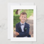 フォトクロスネイビーブルー金ゴールドフローラファーストコミュニオン 招待状 (裏面)