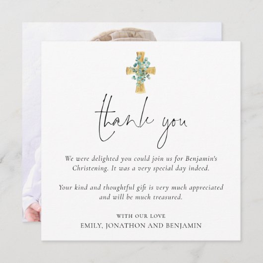 フォトクロスバプテスマ《キリスト教》洗礼式や命名式ありがとう ノートカード (正面/裏面)
