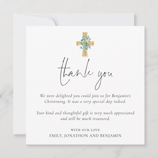 フォトクロスバプテスマ《キリスト教》洗礼式や命名式ありがとう ノートカード (正面)