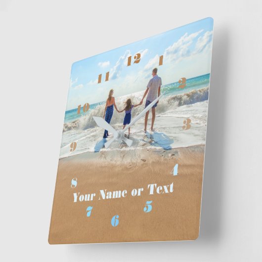 フォトクロックとカスタム文字番号フォント スクエア壁時計 (傾斜)