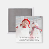 フォトク生まれたばかりのリスマスベビー誕生のお知らせ  マグネット (正面/裏面)