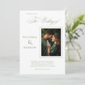 フォトグエレガントリーンモダン結婚式招待状 招待状 (スタンド正面)