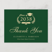 フォトグエレガントリーン金ゴールド卒業ありがとう ポストカード (正面)