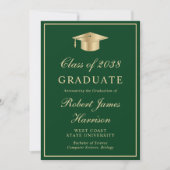 フォトグエレガントリーン金ゴールド卒業パーティー 招待状 (正面)