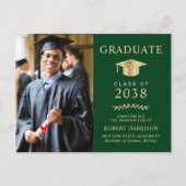 フォトグエレガントリーン金ゴールド大学の卒業 案内ポストカード (正面)