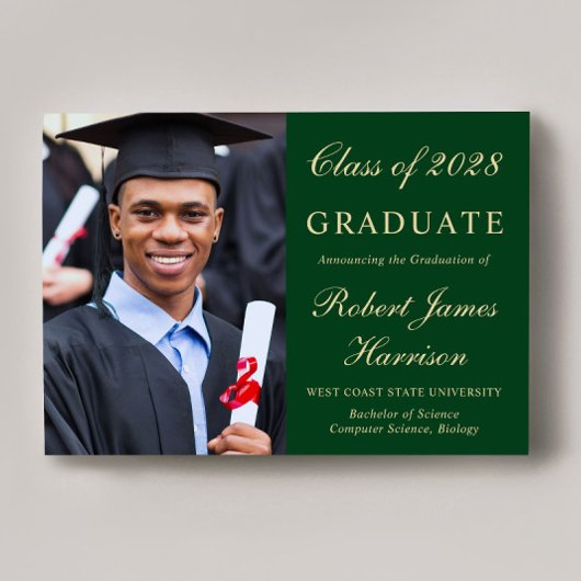 フォトグエレガントリーン金ゴールド大学の卒業 案内状