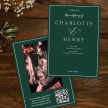 フォトグエレガントリーンQRコードとRSVP結婚's