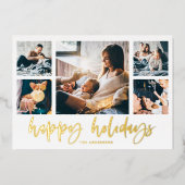 フォトグカジュアルリッ数々のドのスクリプト |ハッピーホリデー 箔シーズンカード (正面)