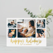 フォトグカジュアルリッ数々のドのスクリプト |ハッピーホリデー 箔シーズンカード (立ち正面)