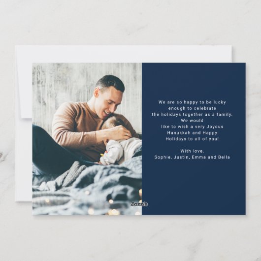 フォトグカジュアルリッ数々のドのスクリプト | Joyous Hanukka シーズンカード (裏面)