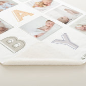 フォトグカスタムリッドのコラージュモダンベビーブロック文字 シェルパブランケット (3/4)