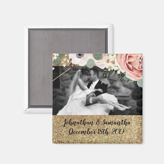 フォトグパーソナライズされたネット幾何学園バラ マグネット (正面/裏面)