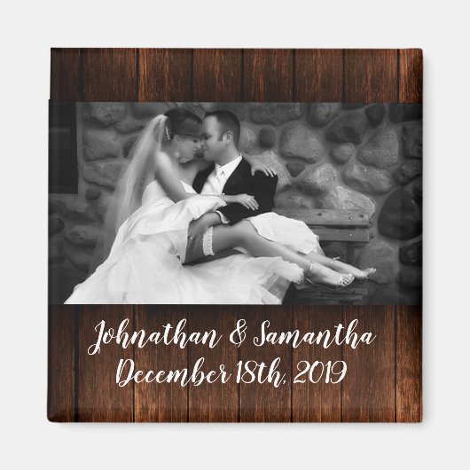 フォトグパーソナライズされたマントバーンウッドカントリー素朴 マグネット (正面)