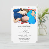 フォトグパーソナライズされたレイ書体スクリプ結婚ト 招待状 (スタンド正面)