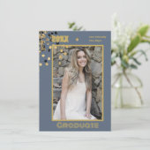 フォトグパーソナライズされたレーモダン金ゴールドのきらめき 招待状 (スタンド正面)