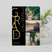 フォトグモダンラッドブラック 箔招待状 (立ち正面)