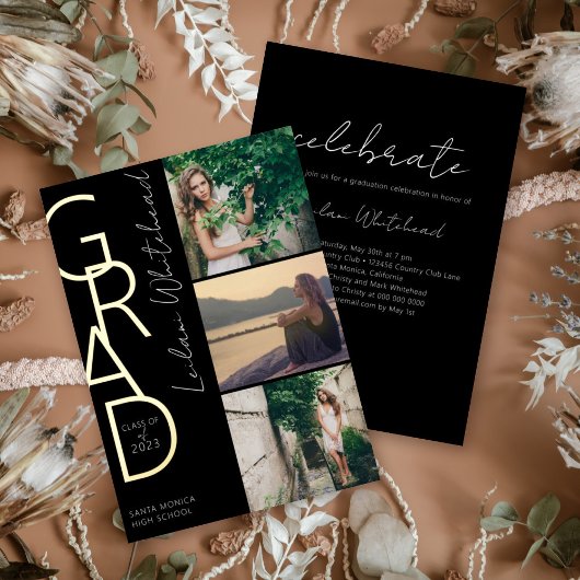 フォトグモダンラッドブラック 箔招待状