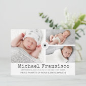 フォトグモダンリッドのコラージュの統計誕生 案内状 (スタンド正面)