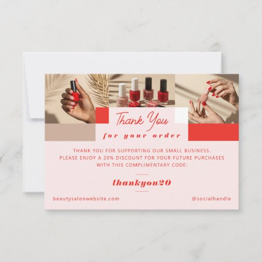 フォトグモダンリッドネイルサロン注文サンキューカード サンキューカード (正面)